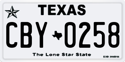 TX license plate CBY0258