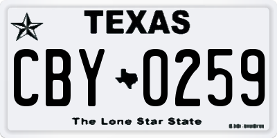 TX license plate CBY0259