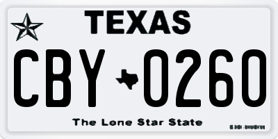 TX license plate CBY0260
