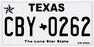 TX license plate CBY0262