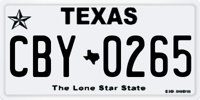 TX license plate CBY0265