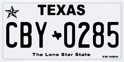 TX license plate CBY0285