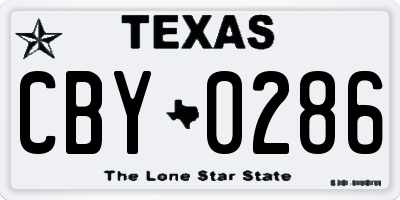 TX license plate CBY0286