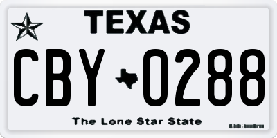 TX license plate CBY0288