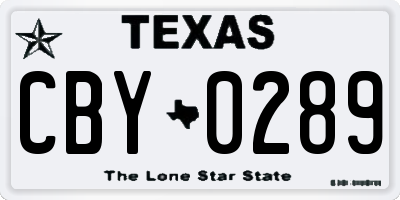 TX license plate CBY0289