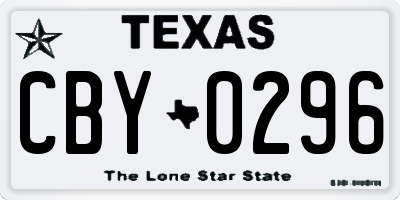 TX license plate CBY0296