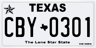 TX license plate CBY0301