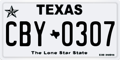 TX license plate CBY0307