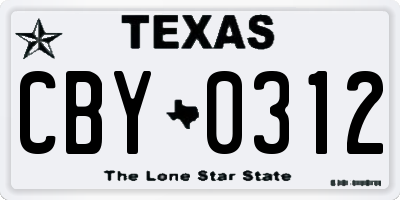 TX license plate CBY0312