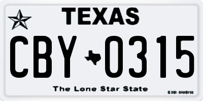 TX license plate CBY0315