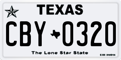 TX license plate CBY0320