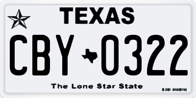 TX license plate CBY0322