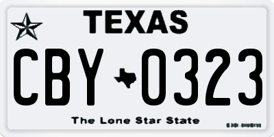 TX license plate CBY0323