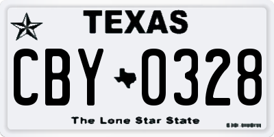 TX license plate CBY0328