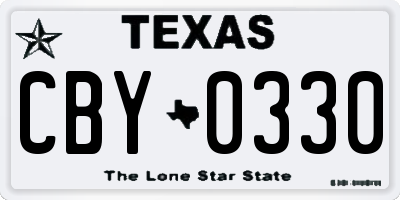 TX license plate CBY0330