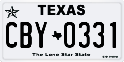 TX license plate CBY0331