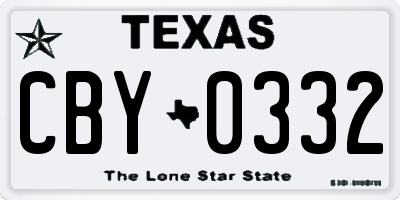 TX license plate CBY0332