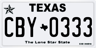 TX license plate CBY0333
