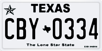 TX license plate CBY0334
