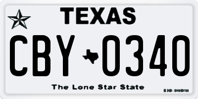 TX license plate CBY0340