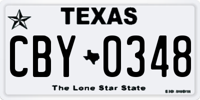 TX license plate CBY0348