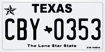 TX license plate CBY0353