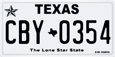 TX license plate CBY0354