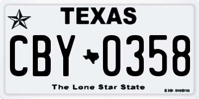 TX license plate CBY0358