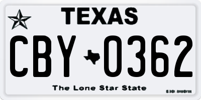 TX license plate CBY0362