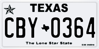 TX license plate CBY0364