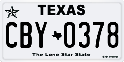 TX license plate CBY0378