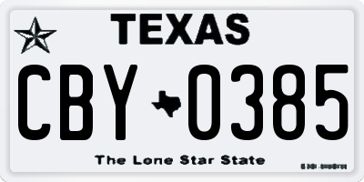 TX license plate CBY0385