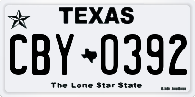 TX license plate CBY0392