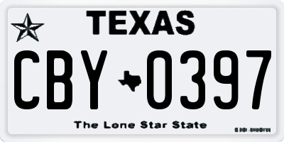 TX license plate CBY0397