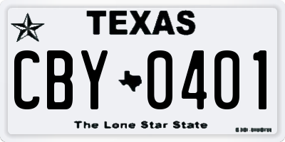 TX license plate CBY0401