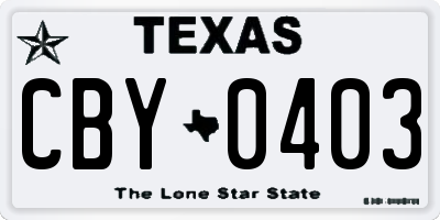 TX license plate CBY0403