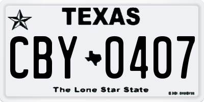 TX license plate CBY0407