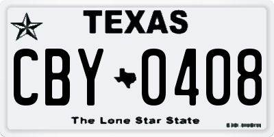 TX license plate CBY0408