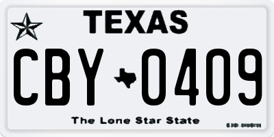 TX license plate CBY0409