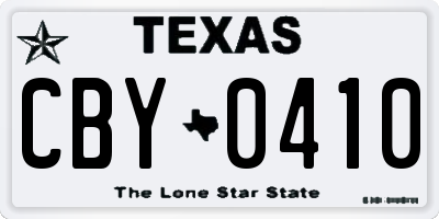 TX license plate CBY0410