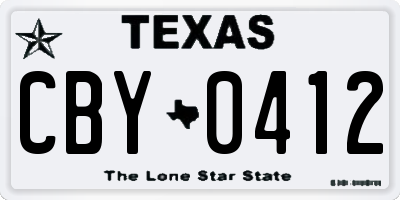 TX license plate CBY0412