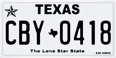 TX license plate CBY0418