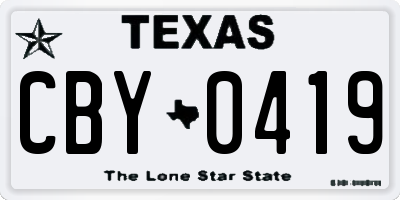 TX license plate CBY0419