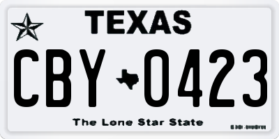 TX license plate CBY0423