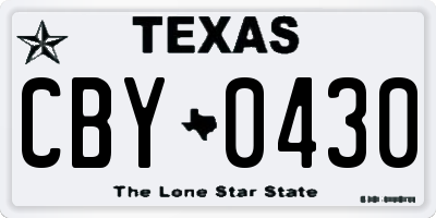 TX license plate CBY0430