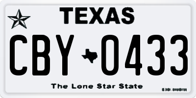 TX license plate CBY0433
