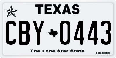 TX license plate CBY0443