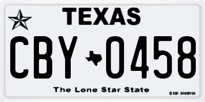 TX license plate CBY0458