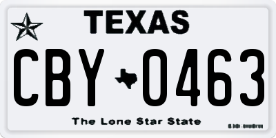 TX license plate CBY0463