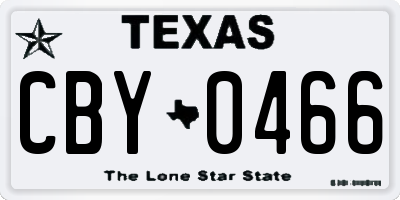 TX license plate CBY0466